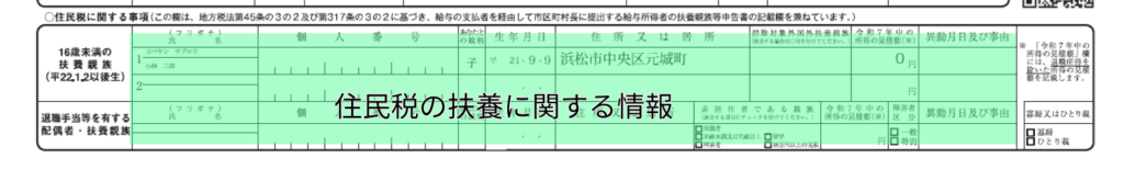 年調の給与所得者の扶養控除等（ 異動） 申告書の住民税の扶養に関する情報